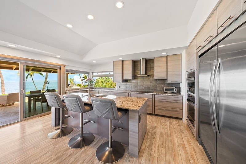 Gourmet kitchen with ocean views